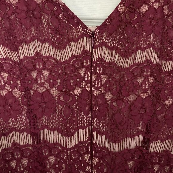 Maeve Anthropologie Women's Red Lace Peplum Cap Sleeve Cocktail Dress Size Small - Picture 8 of 11